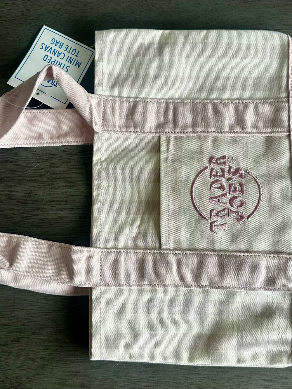 Trader Joe's Pink Mini Canvas Tote Bag